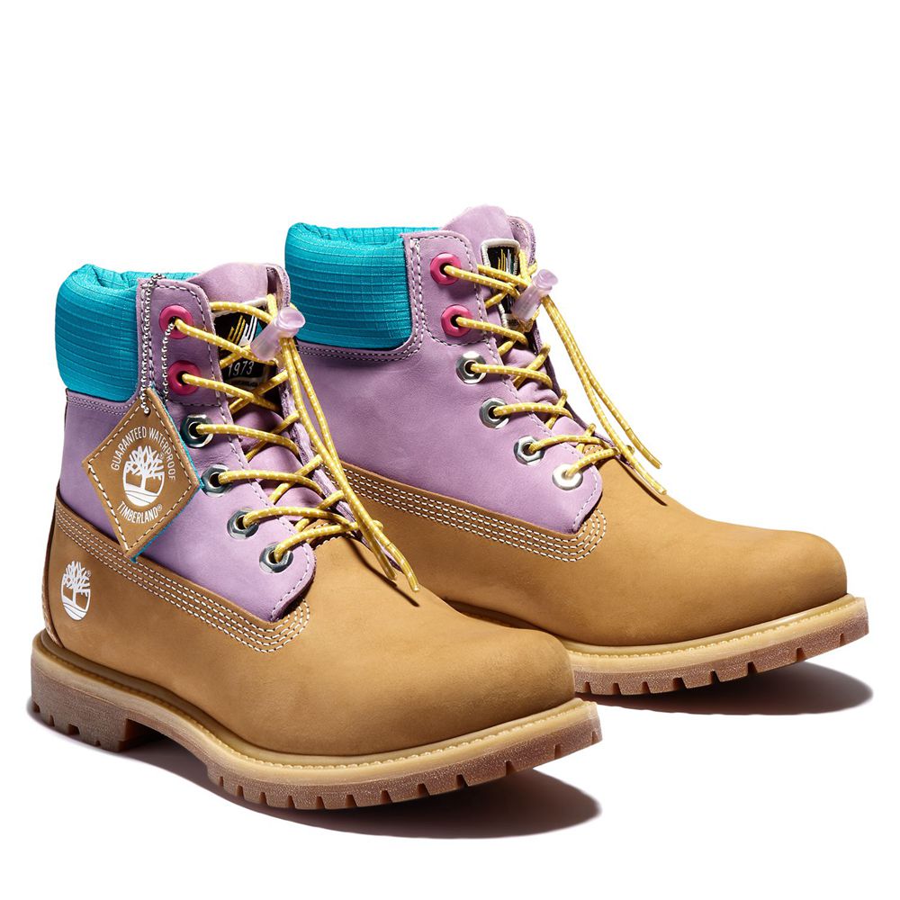 Timberland 6-Inch Μποτακια Γυναικεια Καφε/Μωβ - Premium Waterproof - Greece 9230851-KS